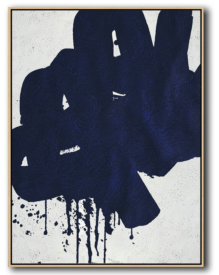 Buy Hand Painted Navy Blue Abstract Painting Online,Pop Art Canvas #O4K5